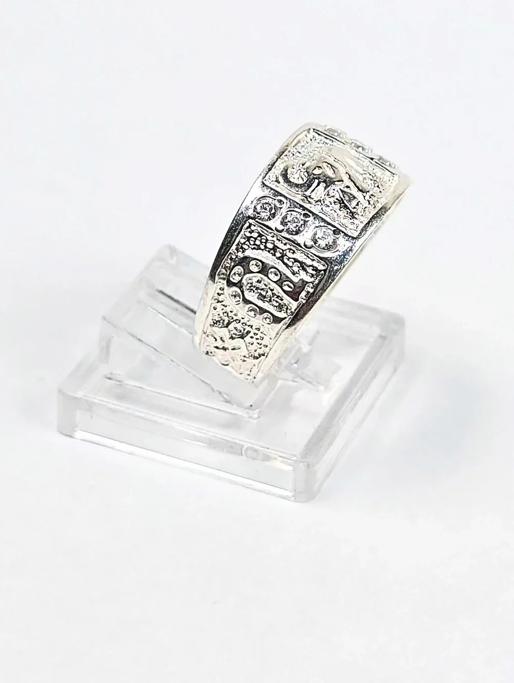 Lucky Symbols Wide Band Ring CZ 925 Sterling Silver Anillo de la Suerte